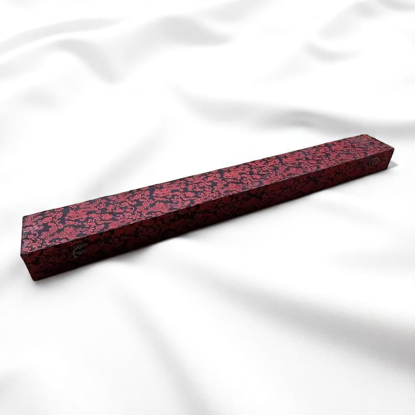 Red Brocade Katana Gift Box – Black Floral Patterns