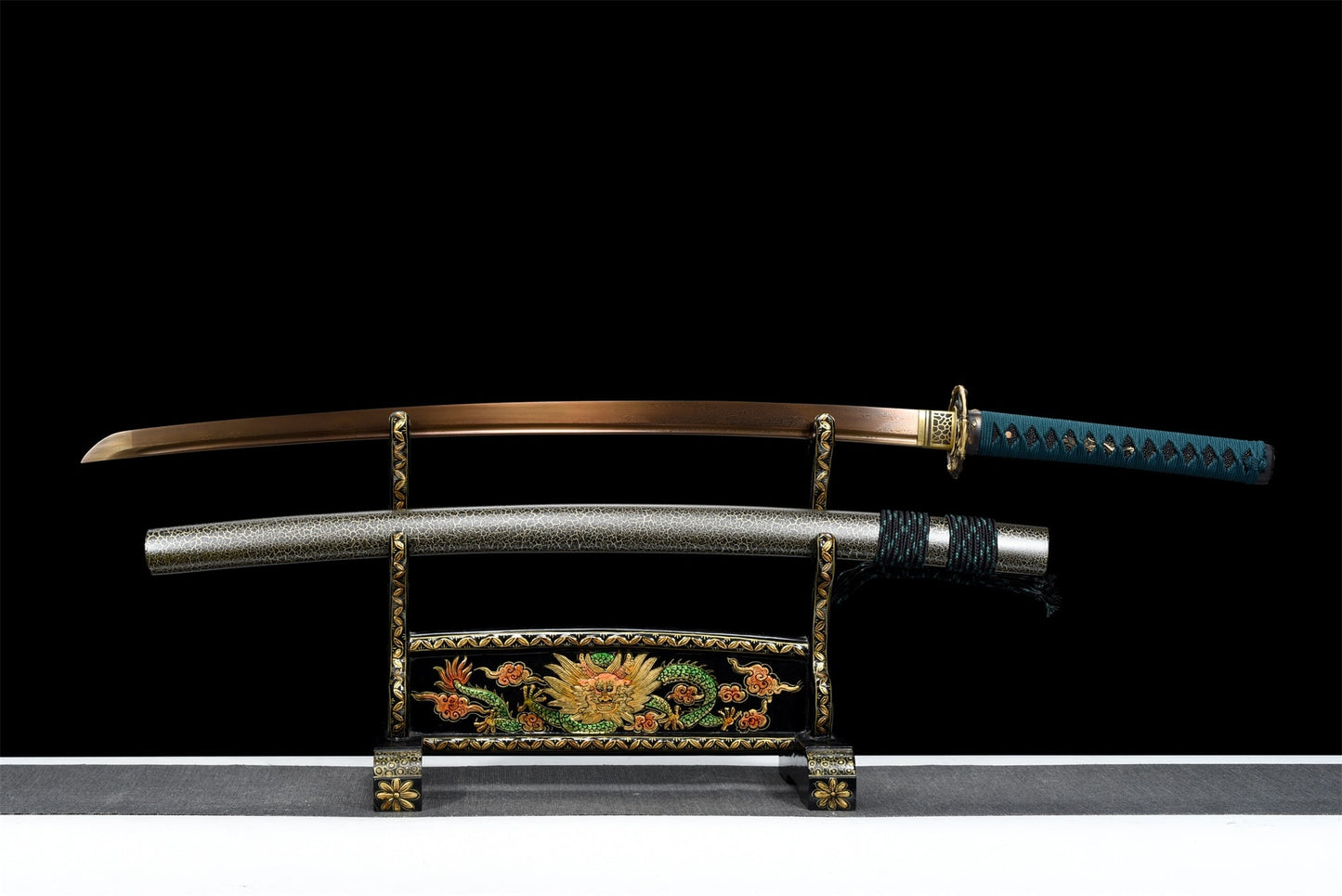 Spring Katana (Grilled Gold Damascus Steel)
