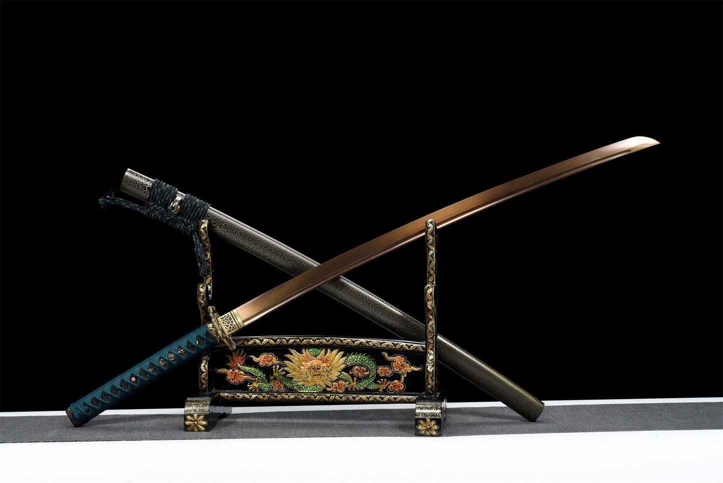 Spring Katana (Grilled Gold Damascus Steel)