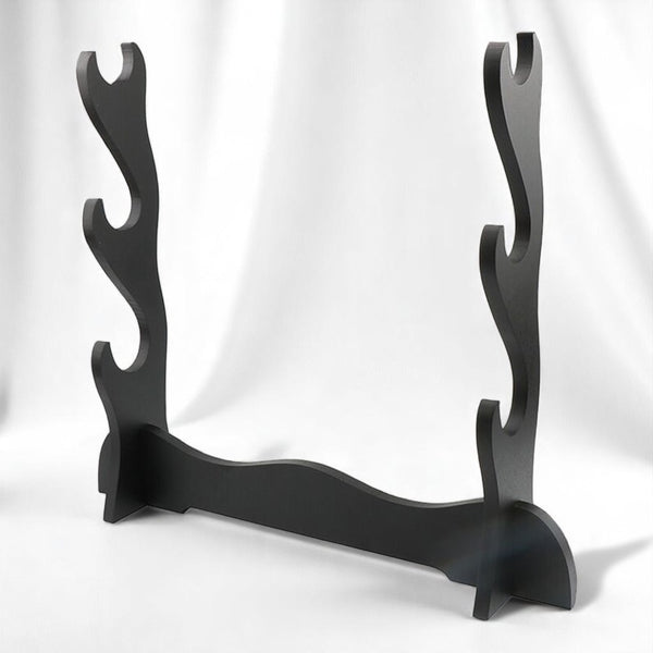 Classic katana stand for 3 katanas in matte black wood