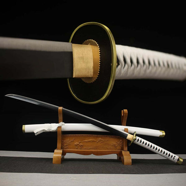 Wado Ichimonji katana sword with white saya scabbard from One Piece, Zoro's original blade